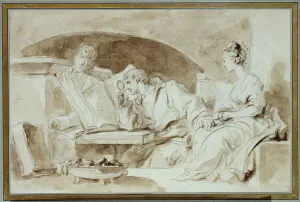 Young Woman consulting a Necromancer (sepia wash on paper) Young Woman consulting a Necromancer (sepia wash on paper)