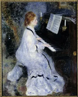 Portraits Collection: Young woman at the piano, 1875 (oil on canvas)