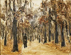 Zoological Gardens in Autumn with Figures Walking; Tiergarten im Herbst mit Zoological Gardens in Autumn with Figures Walking; Tiergarten im Herbst mit