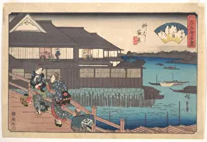 Edo High-Profile Teahouse at Night Print