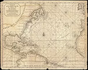 Images Dated 30th August 2017: 1683, Mortier Map of North America, the West Indies, and the Atlantic Ocean, topography