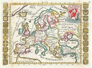 Images Dated 30th August 2017: 1706, De La Feuille Map of Europe, topography, cartography, geography, land, illustration