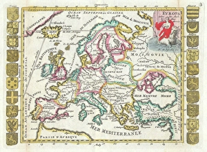 1706, De La Feuille Map of Europe, topography, cartography, geography, land, illustration 1706, De La Feuille Map of Europe, topography, cartography, geography, land, illustration