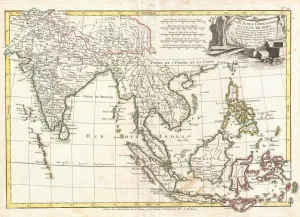 1770, Bonne Map of India, Southeast Asia and The East Indies, Thailand, Borneo, Singapore 1770, Bonne Map of India, Southeast Asia and The East Indies, Thailand, Borneo, Singapore