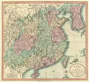 Images Dated 30th August 2017: 1801, Cary Map of China and Korea, John Cary, 1754 - 1835, English cartographer, topography