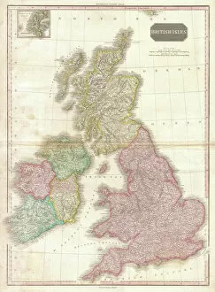 Images Dated 30th August 2017: 1818, Pinkerton Map of the British Isles, England, Scotland, Ireland, John Pinkerton
