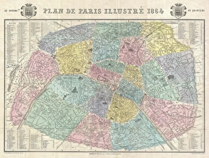 1864, Garnier Map of Pairs, France w-Monuments, topography, cartography, geography 1864, Garnier Map of Pairs, France w-Monuments, topography, cartography, geography