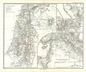 Images Dated 30th August 2017: 1865, Spruner Map of Israel, Canaan, or Palestine in Ancient Times, topography, cartography