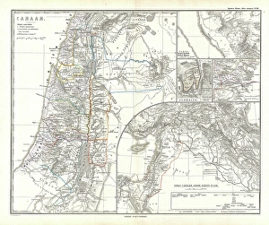 1865, Spruner Map of Israel, Canaan, or Palestine in Ancient Times, topography, cartography 1865, Spruner Map of Israel, Canaan, or Palestine in Ancient Times, topography, cartography