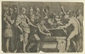 Ancient Greek Art Prints: Alexander Great commanding work Homer placed
