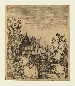Allart van Everdingen (Dutch, 1621-1675), Man on a Small Wooden Bridge, probably c Allart van Everdingen (Dutch, 1621-1675), Man on a Small Wooden Bridge, probably c