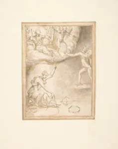Allegory Female Figure Compass God Father Seated Allegory Female Figure Compass God Father Seated