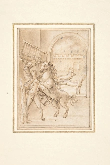 Allegory Male Nude Stable Four Wild Horses ca Allegory Male Nude Stable Four Wild Horses ca