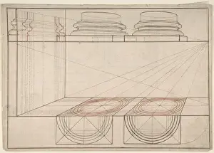 Perspective Drawing Techniques Prints: Architectural Perspective Study Showing Two Column Bases