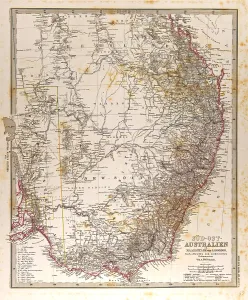 Australia Map Gotha, Justus Perthes, 1872, Atlas Australia Map Gotha, Justus Perthes, 1872, Atlas