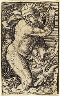 after Barthel Beham, Copy in reverse of 'Sea-God to the Left Riding on a Dolphin" after Barthel Beham, Copy in reverse of 'Sea-God to the Left Riding on a Dolphin"