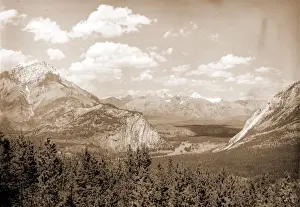 Canadian Mountains Landscape Prints: Down Bow Valley from Upper Spring, Banff, Alberta, Valleys, Rivers, Mountains, National