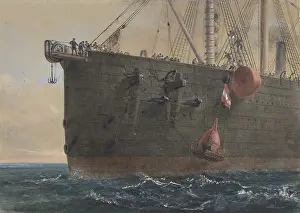 Atlantic Ocean Cable Laying Prints: Bows Great Eastern Cable Broken Lost Preparing