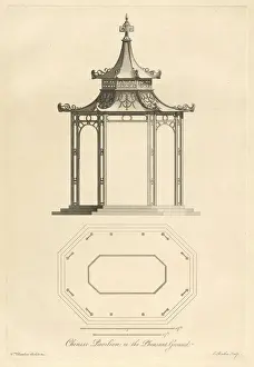 Liszt Collection Print of Kew Chinese Pavilion Ground Plans