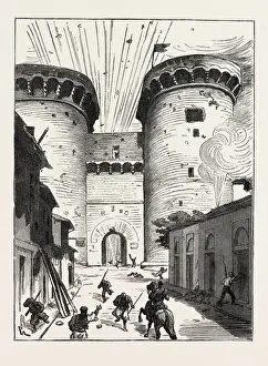 Civil War In Spain Prints: The Civil War in Spain: Explosion at the Cuarte Gate, Valencia, 1873 Engraving