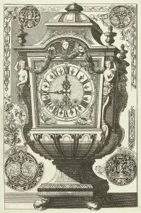 Clock in the form of a rectangular urn, Daniel Marot (I), Anonymous, Anonymous, after Clock in the form of a rectangular urn, Daniel Marot (I), Anonymous, Anonymous, after