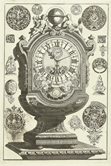 clock on pedestal, crowned with globe, Daniel Marot (I), Anonymous, Anonymous, after clock on pedestal, crowned with globe, Daniel Marot (I), Anonymous, Anonymous, after