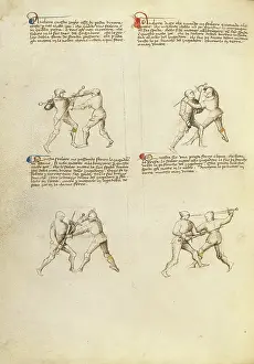 Print of a medieval sword combat scene