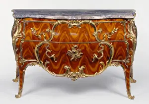 Print of a Commode in Oak and Poplar Veneer
