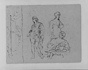 Sketches Collection: Compositional Study Standing Draped Man Female Figure