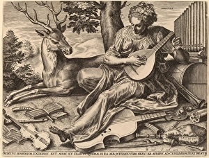 Cornelis Cort after Frans Floris I (Netherlandish, 1533 - 1578), Auditus, 1561, engraving Cornelis Cort after Frans Floris I (Netherlandish, 1533 - 1578), Auditus, 1561, engraving