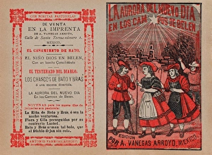 Cover, 'La Aurora del Nuevo Dia en los Campos de Belen', villagers, holding Cover, 'La Aurora del Nuevo Dia en los Campos de Belen', villagers, holding