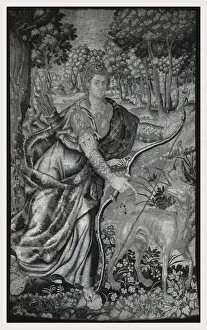 Framed Print : Diana Stringing Bow Print Framed Print : Diana Stringing Bow Print