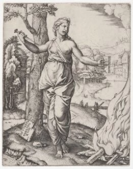 After Raphael Collection: Dido holding dagger right hand left arm outstreched