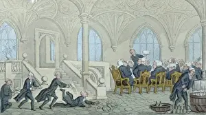 Liszt Gourmet Archive Images Prints: Dr. Syntax entertained at college, drawn and etched by Rowlandson, circa 1819. food