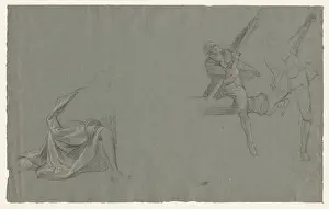 John Singleton Copley Artist Prints: Drapery Study Two Figures Pulling Pole 1785-86