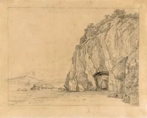 Drawings Prints, Drawing, Grotto Sorrento, Distant View Vesuvius, Artist, Heinrich Reinhold Drawings Prints, Drawing, Grotto Sorrento, Distant View Vesuvius, Artist, Heinrich Reinhold