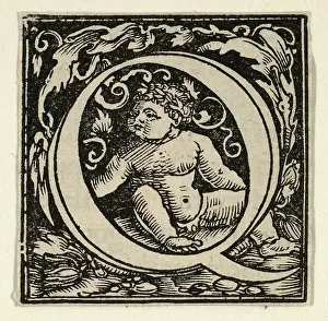Heinrich Vogtherr the Elders Initial Print with Putto