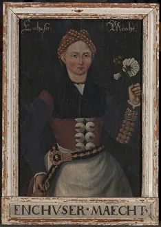 Enchuser Maecht Old painting lady flower oil on canvas Enchuser Maecht Old painting lady flower oil on canvas