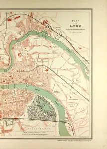 Antique City Maps Prints: Map of Lyon