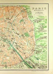 Illustrative Technique Artwork Prints: Map of the Monuments in Paris
