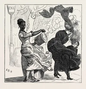 New York Print: 1870 Dust Barrel Scene