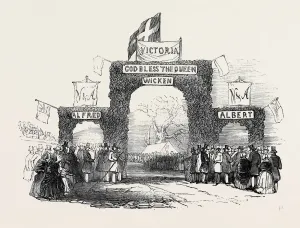 The Queens Visit to Stowe Print, Arch at Wicken Engraving