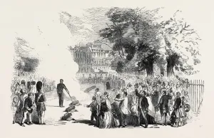 Sebastopol Print: Engraved Scene of Park Guns Firing