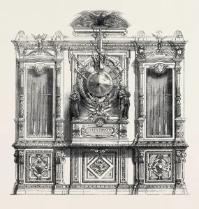 Print of a French military armory from the 1862 International Exhibition