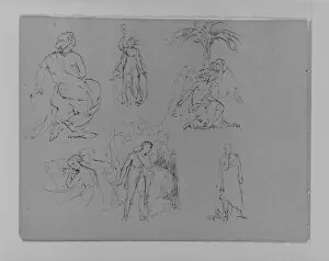 Sketches Collection: Six Figure Studies Angel Seated Beneath Palm Tree