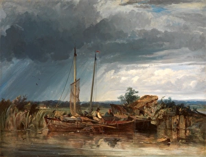 Two Fishing Boats on the Banks of Inland Waters Signed and dated, lower left: 'G Two Fishing Boats on the Banks of Inland Waters Signed and dated, lower left: 'G
