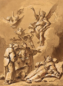 Follower of Francesco Fontebasso, Death of a Holy Friar, 18th century, pen and brown ink Follower of Francesco Fontebasso, Death of a Holy Friar, 18th century, pen and brown ink