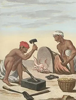 Eighteenth Century Art Prints: Forgerons Two Indian blacksmiths work signed