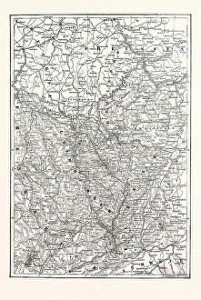 Franco-Prussian War: Map of Alsace and Lorraine, Counties Given to the German Empire 1870 Franco-Prussian War: Map of Alsace and Lorraine, Counties Given to the German Empire 1870