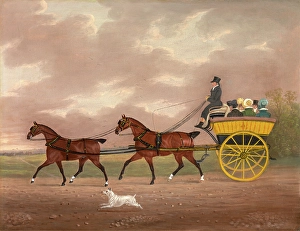 A Gentleman Driving Tandem to a Jaunting Car Going to Church: a coach and four driving A Gentleman Driving Tandem to a Jaunting Car Going to Church: a coach and four driving